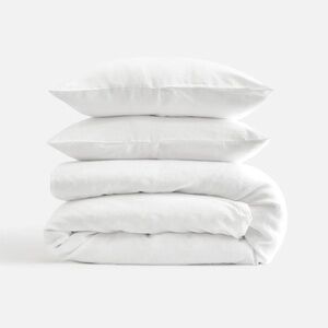 NWT Quince European White Linen Queen Duvet Cover + 2 Linen Pillowcases